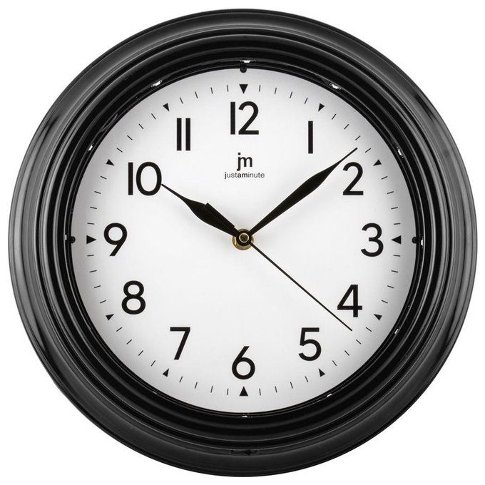 Lowell Orologio da Parete Nero 30cm Cassa in Abs Luce Led Attivabile Movimento Continuo