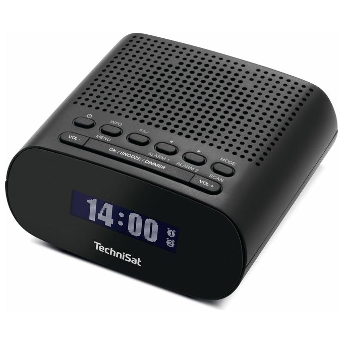 TechniSat 0000-3997 TECHNIRADIO 50 Radiosveglia DAB+ FM con Display LCD Retroilluminato Doppia Sveglia USB Type-C colore Nero