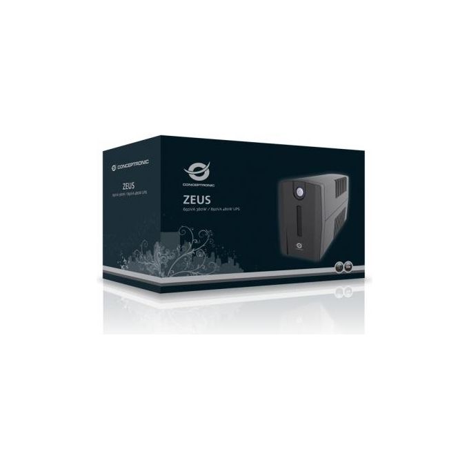 Conceptronic ZEUS01E Gruppo di Continuita' UPS Linea Interattiva 650 VA 360 W 4 Prese IEC AVR Integrato USB LAN Protezione Colore Nero