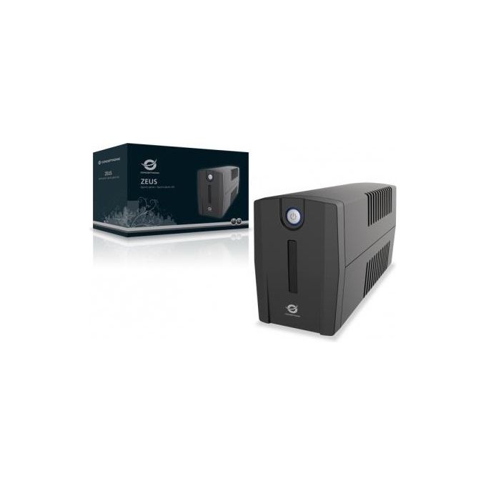 Conceptronic ZEUS01E Gruppo di Continuita' UPS Linea Interattiva 650 VA 360 W 4 Prese IEC AVR Integrato USB LAN Protezione Colore Nero
