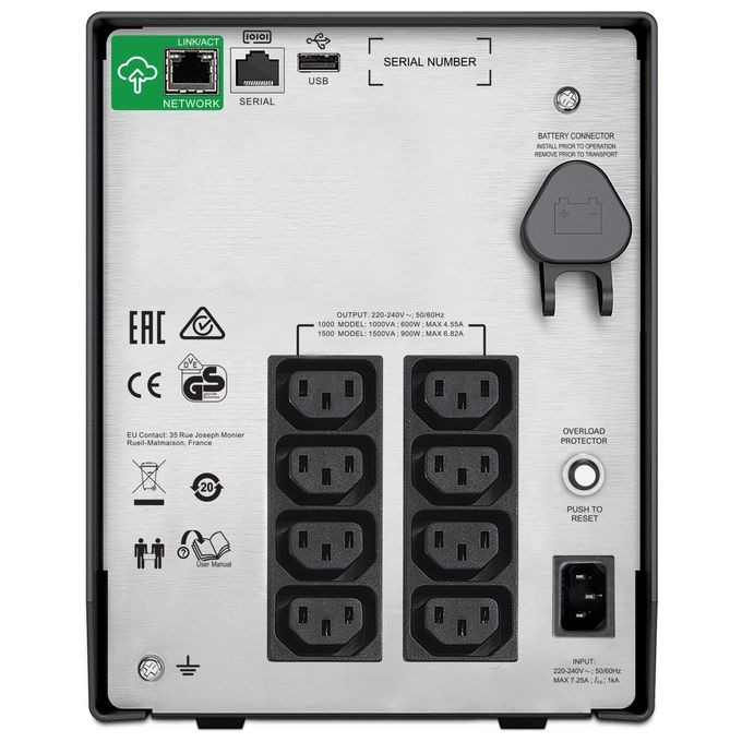 APC SMC1000IC Smart-UPS SMC1000IC UPS 220-230-240 V c.a. V 600 Watt 1000 VA USB connettori di uscita 8 nero