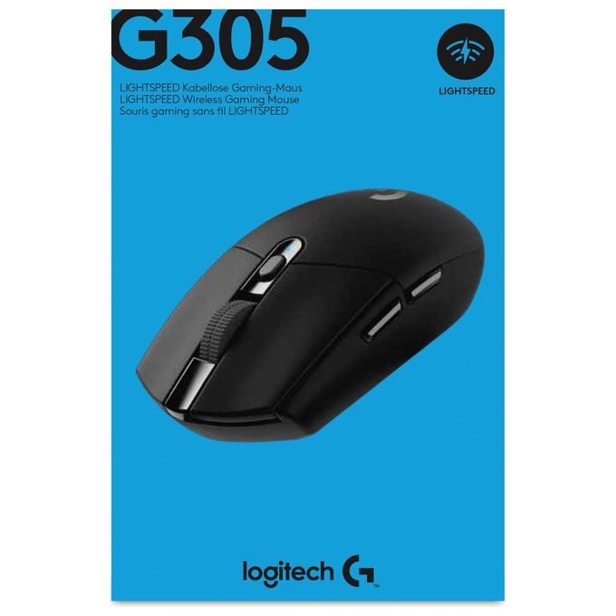 Logitech G305 Lightspeed Mouse Gaming Wireless Sensore HERO 12000 DP 6 Pulsanti Programmabili Nero