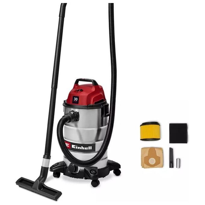 Einhell 2342235 TC-VC 3055 S Bidone Aspirasolidi e Liquidi Secco Umido 950 W 190 mbar Serbatoio Inox 30 L colore Grigio