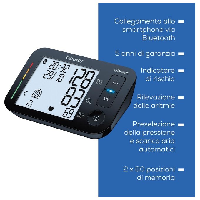 Beurer Bm-54 Sfigmomanometro Bluetooth con App Gratuita Display XL Nero