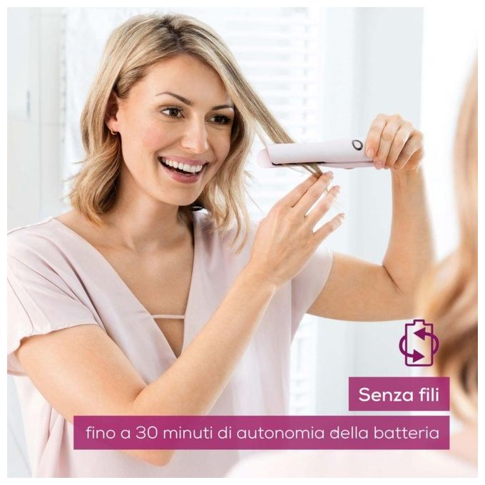 Beurer 59331 HS 20 Piastra per Capelli Senza Fili 3 Livelli Temperatura 160 200 C Ceramica Tourmalina colore Rosa