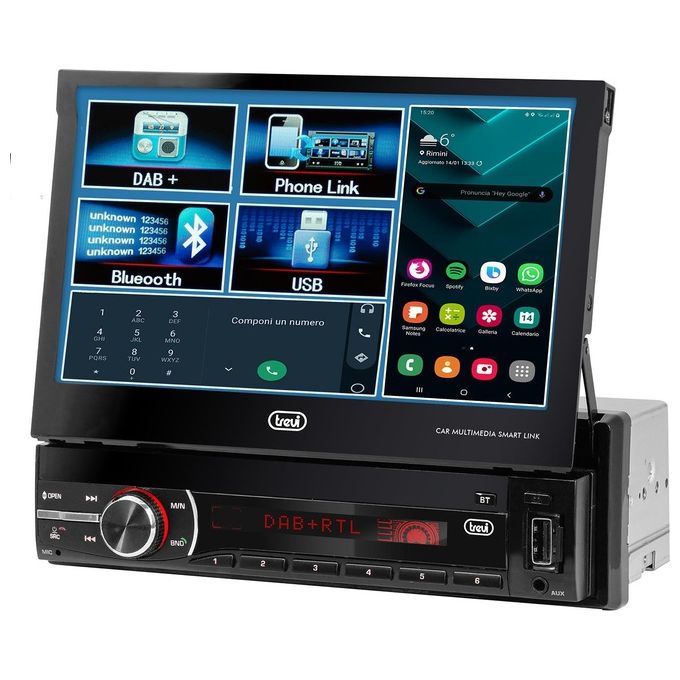 Trevi MDV 6380 DAB Autoradio Display Touch 7'' Sintonizzatore DAB DAB+ FM RDS Android Mirror Link Bluetooth 200W