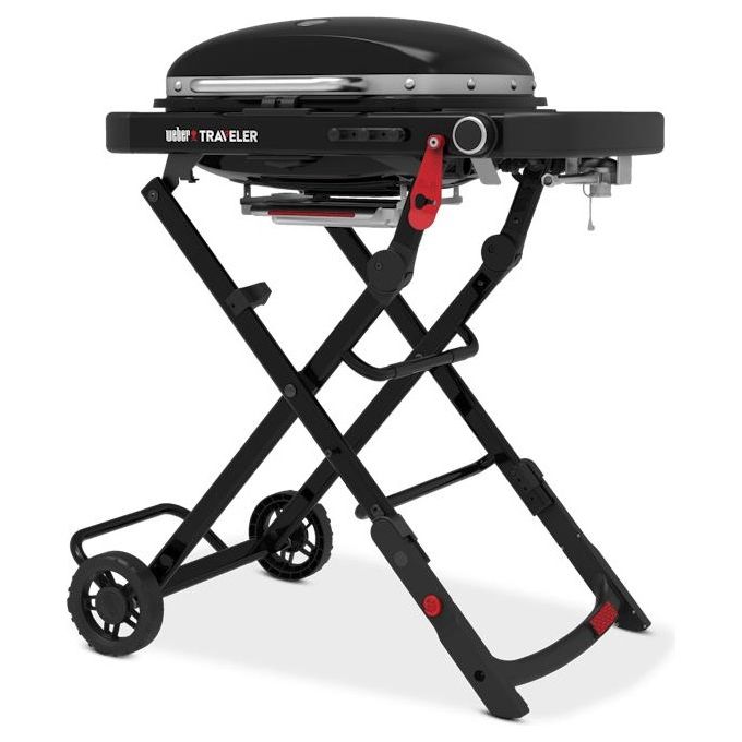 Weber 1500557 Traveler Compact Barbecue a Gas 1 Bruciatore 3,5 kW Griglia 52x36 cm per 4 Persone colore Nero