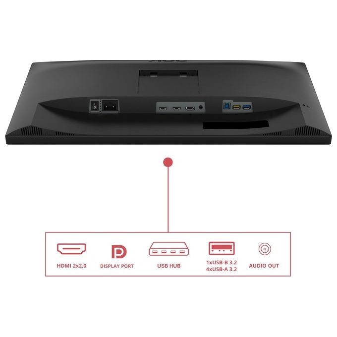 AOC U27E3UF Monitor PC 27'' IPS 4K UHD 3840x2160 60 Hz Adaptive Sync Altoparlanti Hub USB 3.2 Regolazione Altezza colore Nero