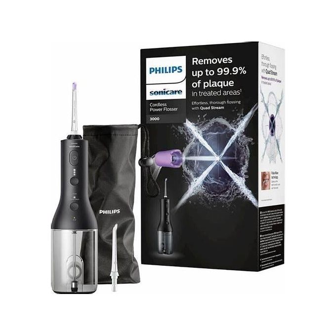 Philips HX3826-33 Sonicare Power Flosser 3000 Irrigatore Orale Cordless Quad Stream 2 modalita' 3 intensita' 250 ml autonomia 14 giorni colore Nero