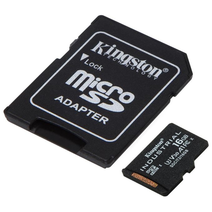 Kingston SDCIT2-16GB Industrial microSDHC 16GB UHS-I U3 V30 A1 pSLC Classe 10 con Adattatore SD colore Nero