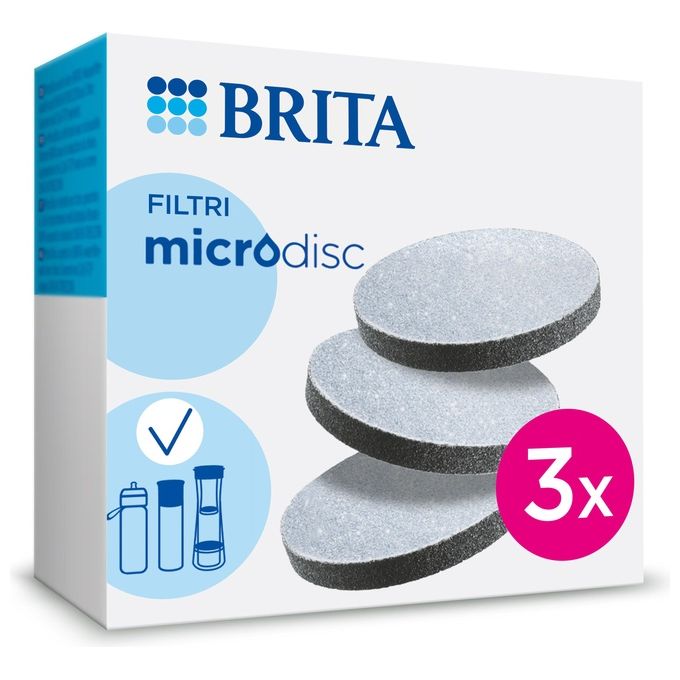 Brita 4006387051761 MicroDisc Filtro Acqua per Borraccia Fill and Go Active Vital 3 Pezzi Carboni Attivi 150 L durata