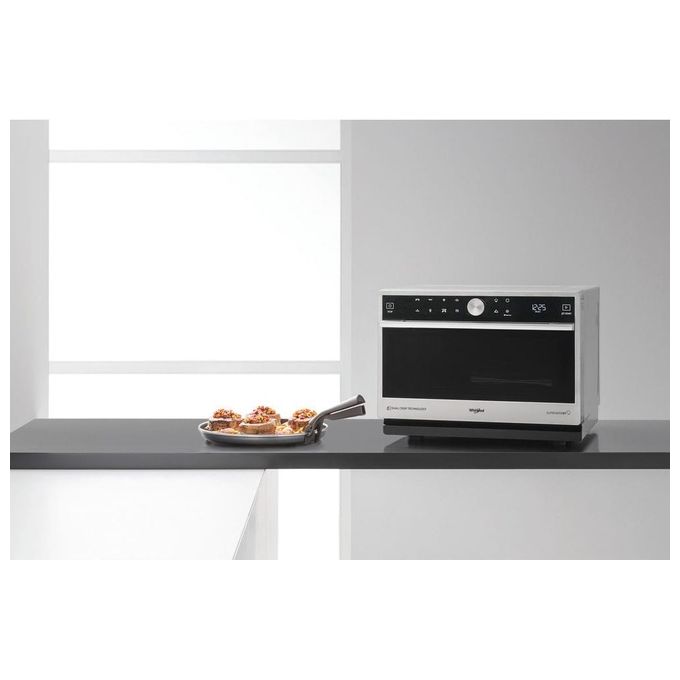 Whirlpool MWSC 9133 SX Supreme Chef Forno a microonde Combinato 33 L 1000 W Grill Vapore Crisp 6° SENSO colore Acciaio Inossidabile