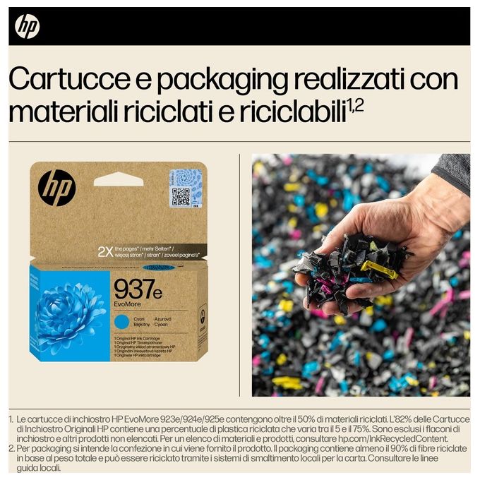 HP 4S6W6NE Cartuccia Originale HP 937E EvoMore Inkjet Resa 1650 Pagine Capacita' Altissima colore Ciano