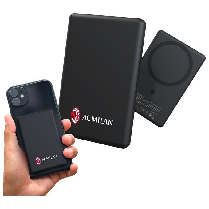 Techmade TM-WWQ73-MIL Milan Powerbank 5000 mAh Slim 7.9mm Wireless Magnetico MagSafe 15W USB-C 20W colore Nero