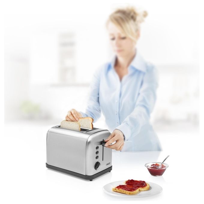 Princess 142354 Tostapane 2 Fessure 6 Livelli Doratura 850W Scongelamento Riscaldamento Stop Griglia Scaldavivande colore Argento