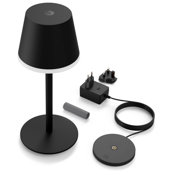 Philips Lampada Smart Hue Go White and Color Ambiance da Tavolo Ricaricabile Nera Wireless