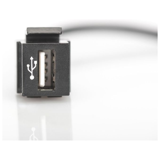 Digitus DN-93402 Modulo Keystone USB 2.0 Femmina Femmina con Cavo 16 cm per Placche a Muro e Pannelli Patch colore Nero