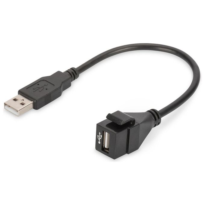 Digitus DN-93402 Modulo Keystone USB 2.0 Femmina Femmina con Cavo 16 cm per Placche a Muro e Pannelli Patch colore Nero