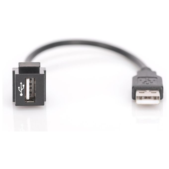 Digitus DN-93402 Modulo Keystone USB 2.0 Femmina Femmina con Cavo 16 cm per Placche a Muro e Pannelli Patch colore Nero