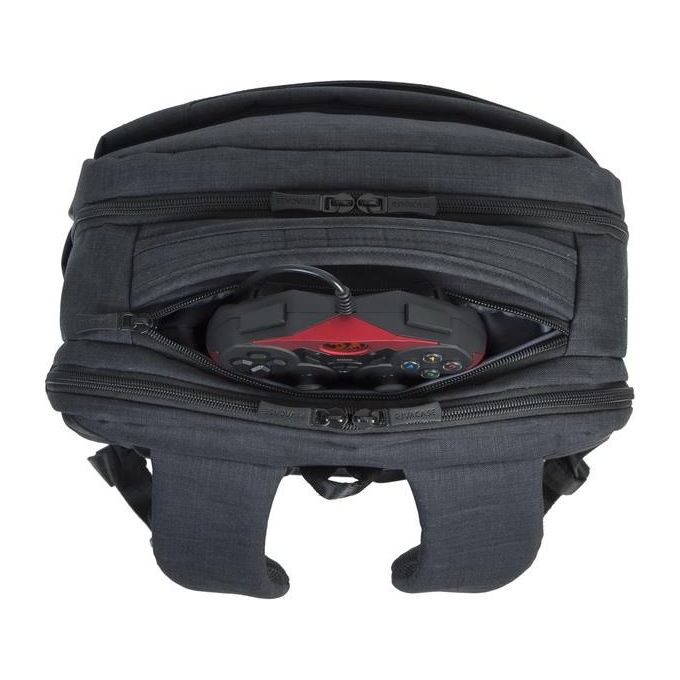 Rivacase 8365 BISCAYNE Zaino per Laptop fino a 17.3'' in Poliestere Nero con Scomparto Imbottito e Porta USB Laterale colore Nero