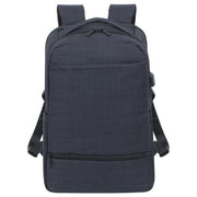 Rivacase 8365 BISCAYNE Zaino per Laptop fino a 17.3'' in Poliestere Nero con Scomparto Imbottito e Porta USB Laterale colore Nero