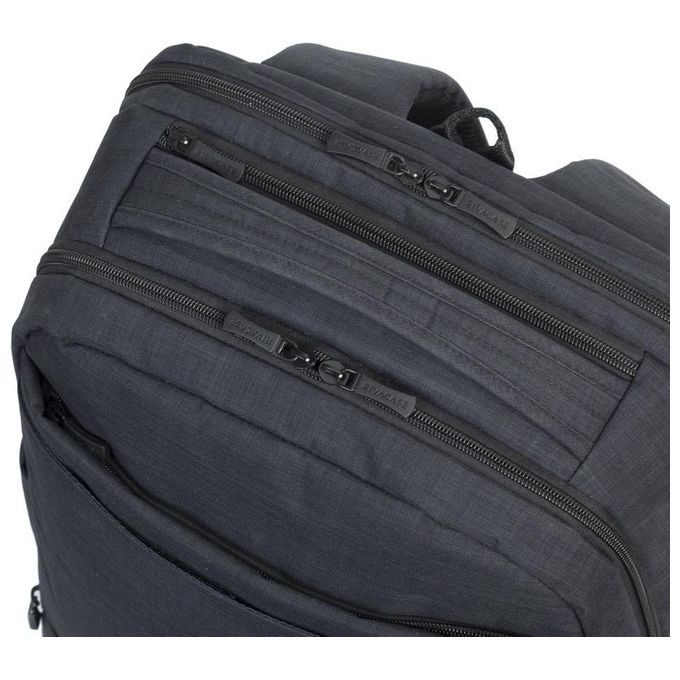 Rivacase 8365 BISCAYNE Zaino per Laptop fino a 17.3'' in Poliestere Nero con Scomparto Imbottito e Porta USB Laterale colore Nero