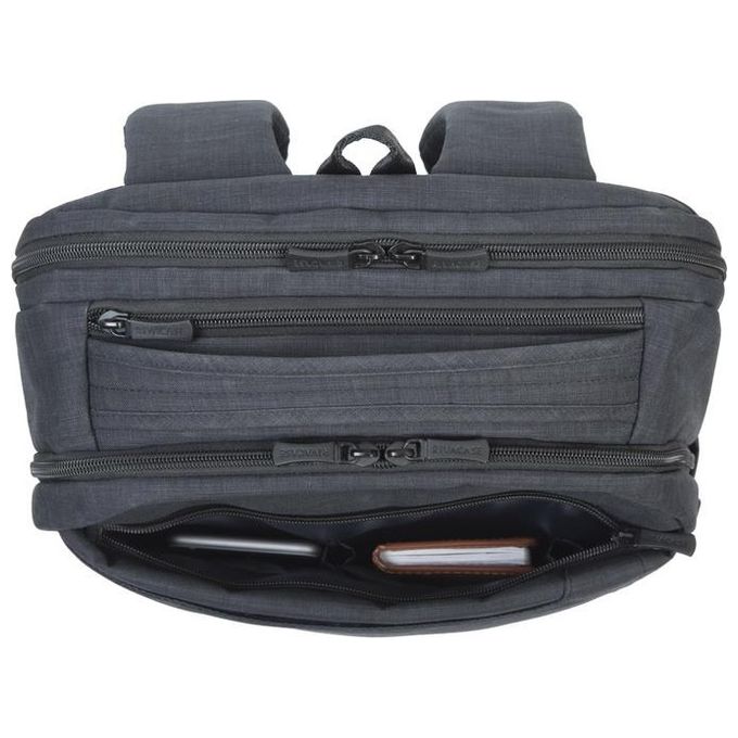 Rivacase 8365 BISCAYNE Zaino per Laptop fino a 17.3'' in Poliestere Nero con Scomparto Imbottito e Porta USB Laterale colore Nero