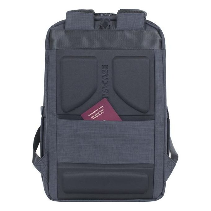 Rivacase 8365 BISCAYNE Zaino per Laptop fino a 17.3'' in Poliestere Nero con Scomparto Imbottito e Porta USB Laterale colore Nero