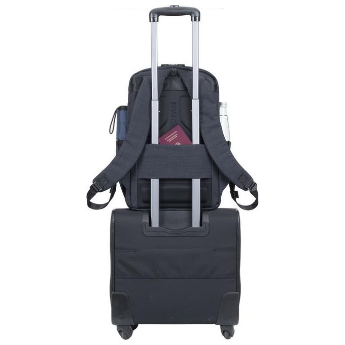 Rivacase 8365 BISCAYNE Zaino per Laptop fino a 17.3'' in Poliestere Nero con Scomparto Imbottito e Porta USB Laterale colore Nero