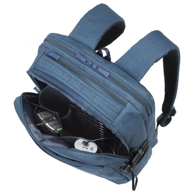 RivaCase 8365 Biscayne Zaino per Laptop fino a 17,3'' con Scomparto Anti-furto e Porta USB Laterale colore Blu