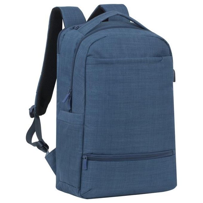 RivaCase 8365 Biscayne Zaino per Laptop fino a 17,3'' con Scomparto Anti-furto e Porta USB Laterale colore Blu