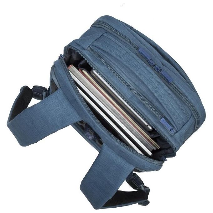 RivaCase 8365 Biscayne Zaino per Laptop fino a 17,3'' con Scomparto Anti-furto e Porta USB Laterale colore Blu