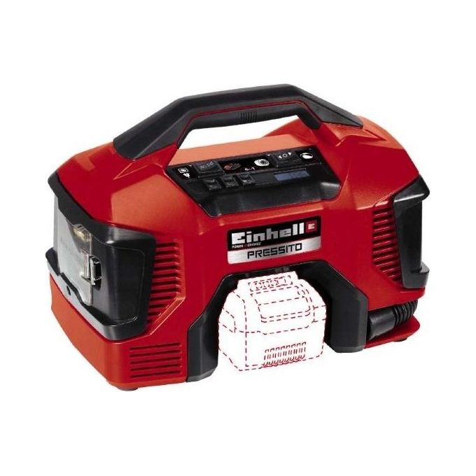 Einhell Compressore Ibrido Pressito 4020460 per Gonfiaggio Pneumatici e Materassi con Batteria e Cavo di Alimentazione