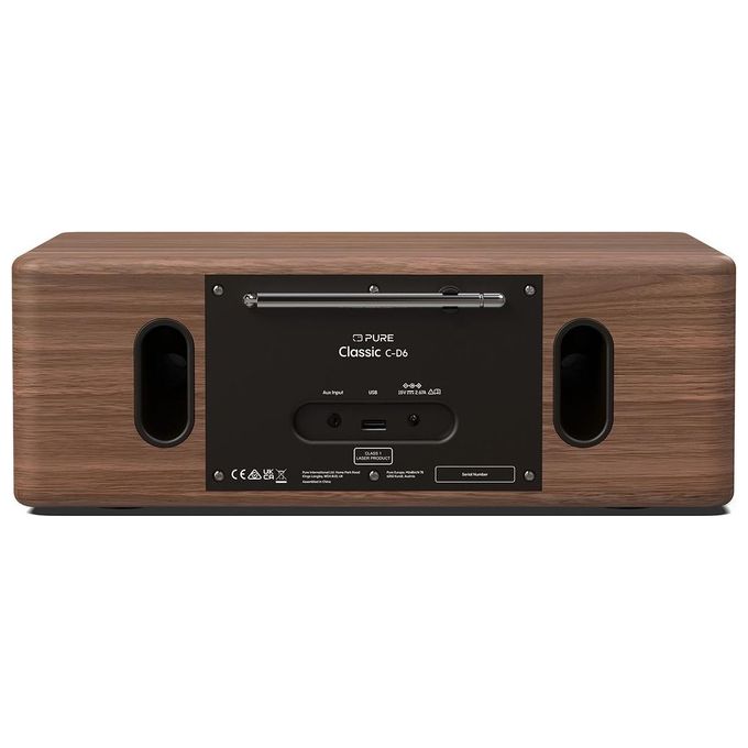 Pure CLASSIC C-D6 Sistema Musicale Mini Hi-Fi Radio DAB+ FM Bluetooth 5.3 30W con Lettore CD Display TFT 2.4'' colore Nero Noce