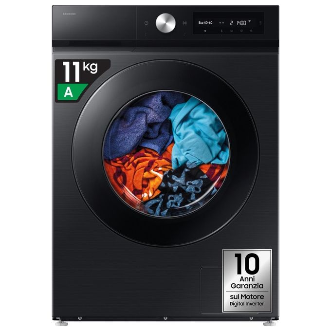 Samsung WW11DB7B94GBU3 BESPOKE AI Lavatrice Frontale 11 Kg 1400 rpm Classe A Ecodosatore Wi-Fi (85x60x60 cm) colore Nero