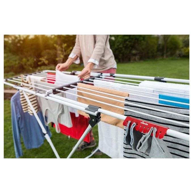 Vileda 157245 Doble Stendibiancheria Estensibile Doppio 22 m con Ruote colore Bianco