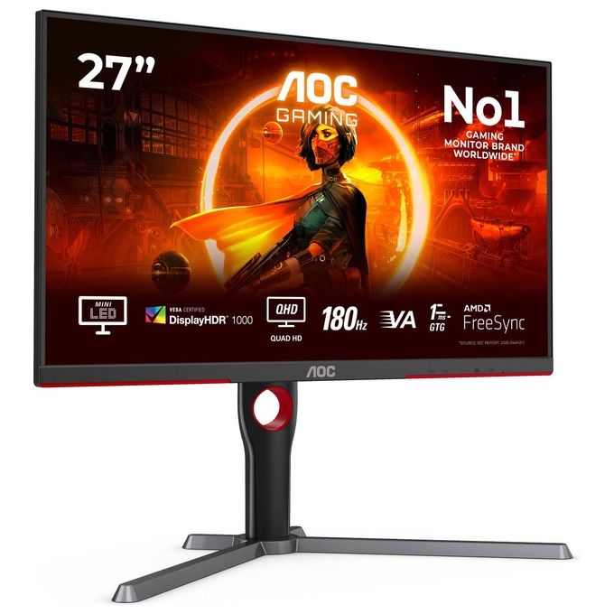AOC Q27G3XMN-BK G3 Monitor Gaming 27'' 2K Ultra HD 2560x1440 VA Mini LED 180Hz 1ms HDR1000 FreeSync Premium Pro colore Nero