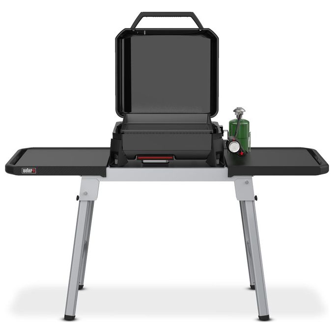 Weber 3400154 Tavolo Universale per Barbecue Pieghevole Regolabile in Altezza compatibile serie Q Slate Lumin Pulse colore Grigio Nero