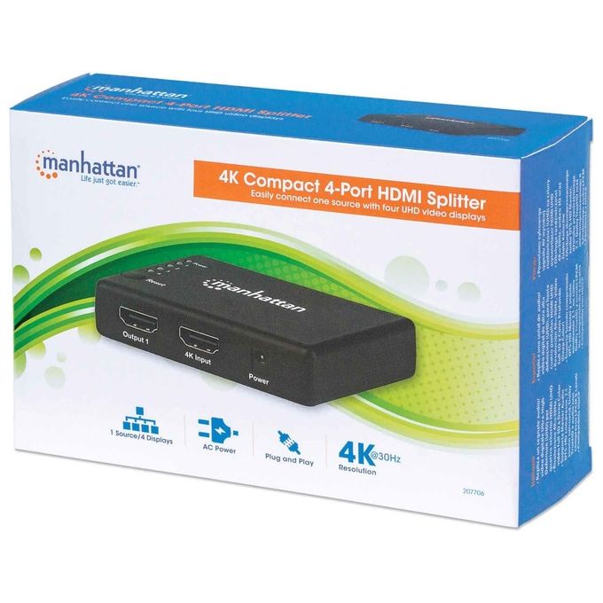 Techly Splitter Hdmi 4K Uhd 3D con Led 4 Vie
