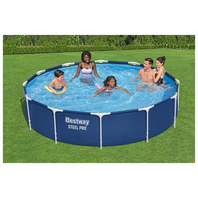 Bestway 56706 Steel Pro Piscina Fuori Terra Rotonda con Telaio 366x76 cm 6473 L colore Blu