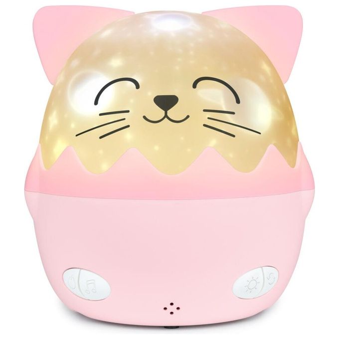 Bigben Kids Pink Cat-shaped Night Light With 360° Projection And Wireless Music Nlpkidscat