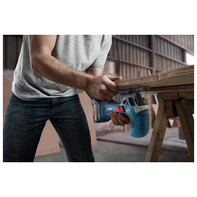 Bosch 06015B2001 GST 18V-125 S Seghetto alternativo a batteria 18 V motore brushless profondita' taglio legno 125 mm inclinazione 45° colore Blu Nero