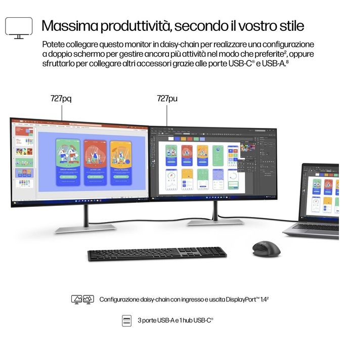 HP 8J4D8UT#ABB Serie 7 Pro Monitor LED 27'' QHD 2560x1440 IPS 75 Hz 5 ms HDR400 USB-C Hub Integrato VESA colore Nero