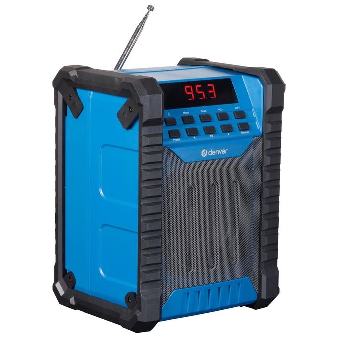 Denver WRB-60 Radio da lavoro con FM Bluetooth batteria ricaricabile IP54 colore Blu Grigio