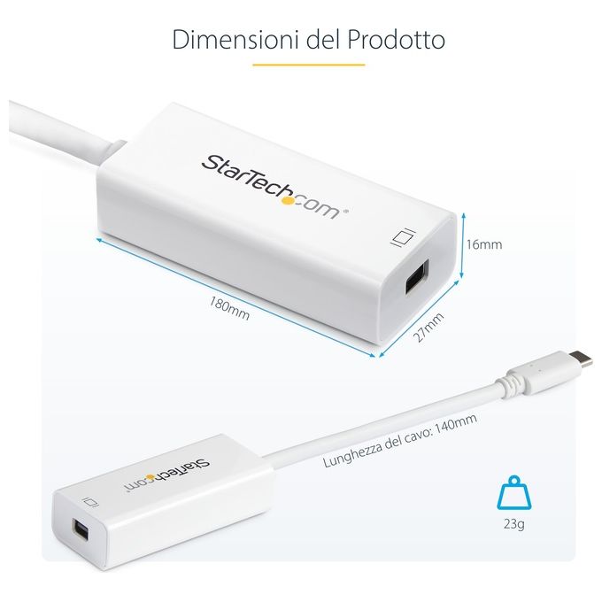 StarTech Adattatore Video Usb-C a Mini DisplayPort 4k 60Hz Bianco