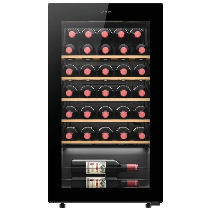 Candy CWC034 DiVino Cantinetta Vino 34 Bottiglie Classe G 37 dB Wi-Fi Ripiani Legno Libera Installazione colore Nero