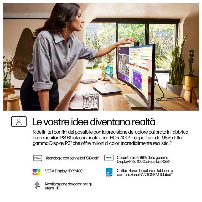 HP 8K157UT#ABB Series 7 Pro Monitor 34'' WQHD IPS Black Curvo con Webcam 5 MP HDR e Thunderbolt 4 colore Nero