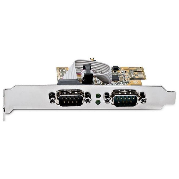 StarTech 21050-PC-SERIAL-LP Scheda seriale PCI Express a 2 porte RS232 DB9 con UART 16C1050 FIFO 256 byte Baud Rate 921,6 Kbps PCIe 2.0 x1 compatibile Windows e Linux colore Giallo