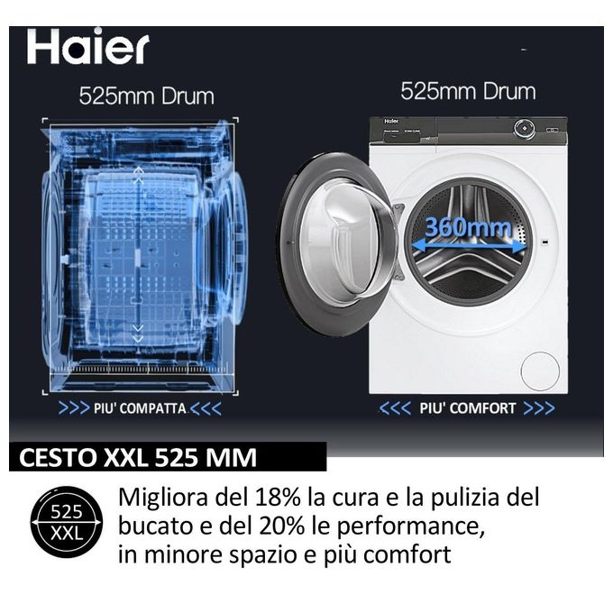 Haier HW80-BP14929A-S Lavatrice Caricamento Frontale 8kg 1400 Giri-min Bianco