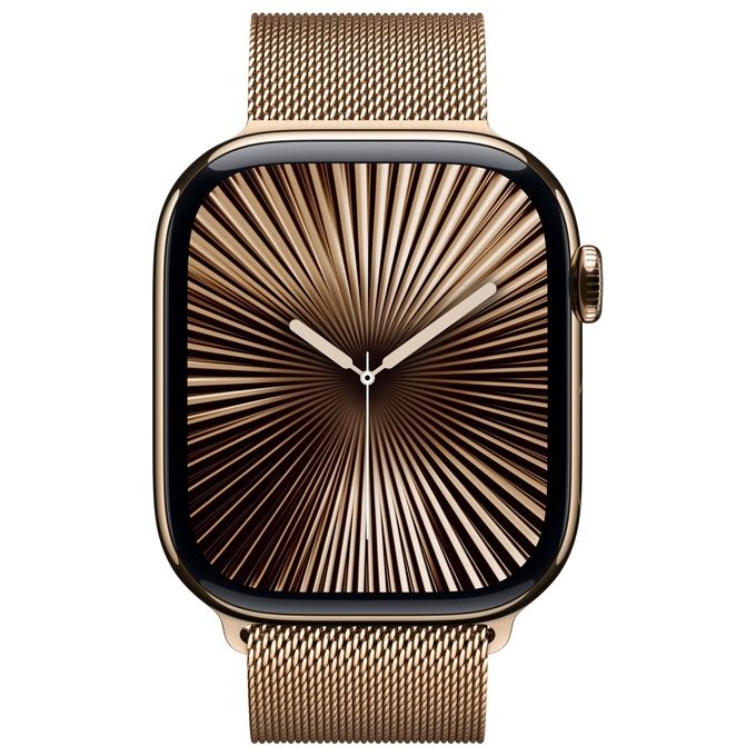 Apple MX003QL-A Watch Serie 10 GPS + Cellular 46mm Cassa in Titanio con Cinturino Loop in Maglia Milanese Oro